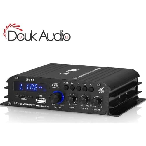 Douk Audio 2.1 Channel Digital Amplifier for Home/ Car/ Marine Bluetooth 5.0 Stereo Receiver Desktop Audio Amp Subwoofer Amp