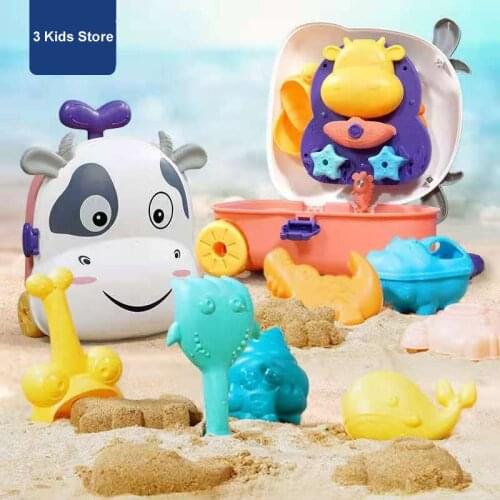 Childrens Bath Toys Multifunctional Three In One Water Playing Trolley Box Cartoon Storage Trolley Sand Castle Toys