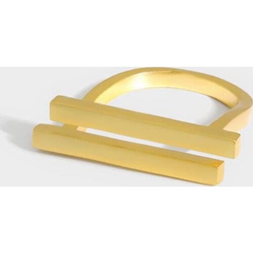 Sole Memory Double-layer Geometric Shiny Cute Semicircle 925 Sterling Silver Female Resizable Opening Rings SRI922