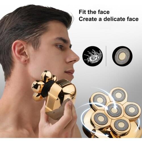 Head Shavers Wet Dry 5-in-1 Electric Razor Clippers Cordless Rechargeable 0mm Head Shaver Waterproof Electric Rotary Shavers