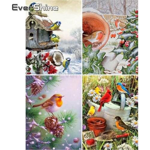 EverShine Diamond Painting Full Square Bird Cross Stitch 5D Diamond Embroidery Animals Bead Picture Kits Handwork Wall Decor