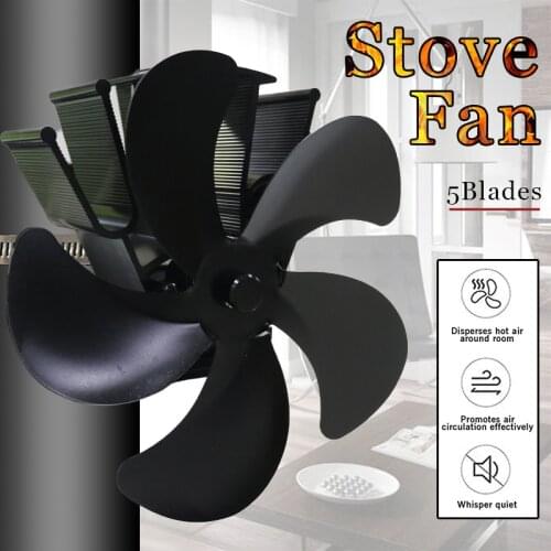 Wall Mouted Fireplace Fan 5 Blade Heat Powered Stove Fan Log Wood Burner Ecofan Quiet Fireplace Fan Efficient Heat Distribution