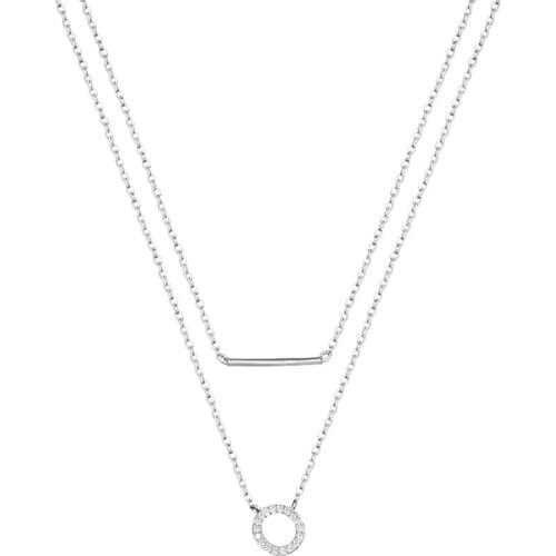 Fashion Exquisite Necklace Delicate Double Layer Asymmetric Pendant Simple Circle Necklace Womens Party Charm Clavicle Chain