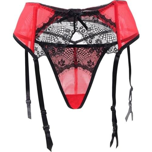 Ligueros Sexi Para Mujer Black Red Garters Lace Transparent Jartiyer Sexy Garter Wedding Women Erotic Stocking Belt PS5123