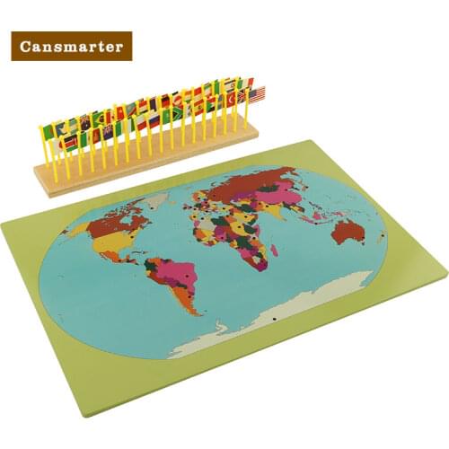 Montessori Preschool Flags of The World Map Recognize Geography Standard Teaching Aids Wooden Materials Toys Educational