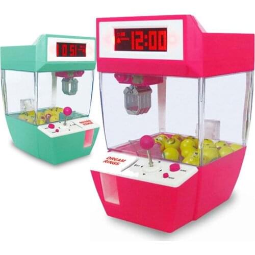 UFO CATCHER Mini Claw Kids Coin Operated Game Machine Hanging Doll Toy Crane Machines Coin Machine Game Candy Alarm Clock