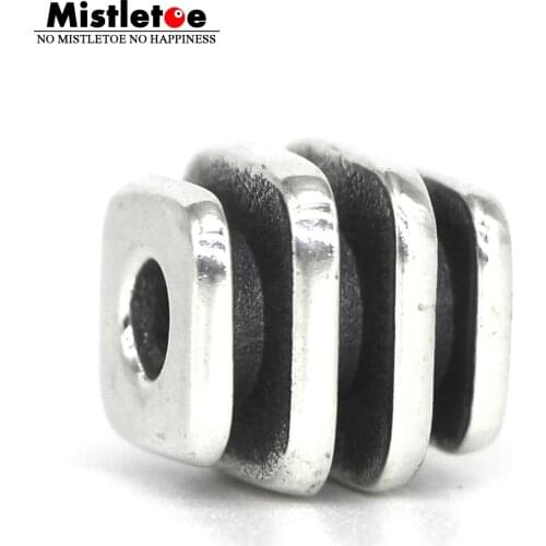 Mistletoe 925 Sterling Silver stripe Charm Bead Fit European Troll 3.0mm Bracelet Jewelry