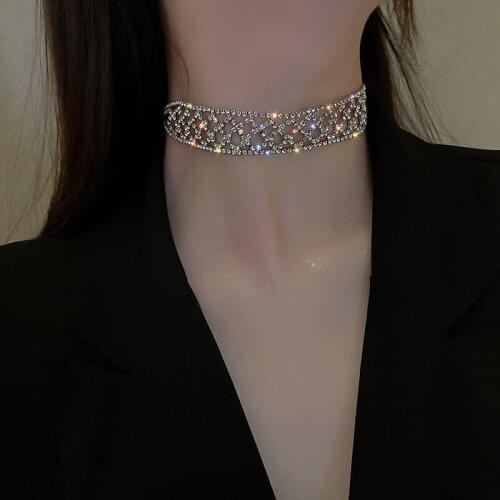 Europe America Fashion Exaggerate Rhinestone Chokers Femme Sexy Jewelry Gifts Wedding Party Necklaces Collars For Women Collares