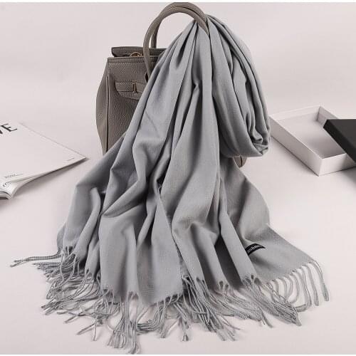 Luxury Brand 2021 Winter Cashmere Women Scarf Female Scarves Lady Tassel Bandana Women Solid Shawl Wraps Foulard Tippet Pashmina