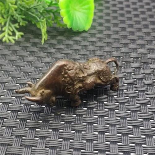 Pure Copper Hand-made Rhinoceros Buffalo Tea Pet Creativity Tea Ceremony Tea Accessories Small Animal Statue Gift