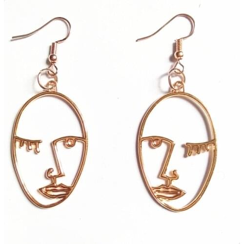 4 Style 7cm Cute Face Drop Earrings Sliver Gold Face Earring Women Fashion Drop Earrings Jewelry Eardrop Personality Party Gifts