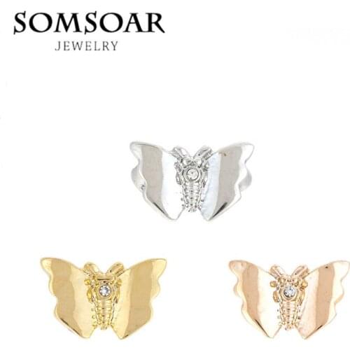 Somsoar Jewelry Keys Butterfly Charm Fit For Leather Wrappable Bracelet and Pendant Necklace 10pcs/lot