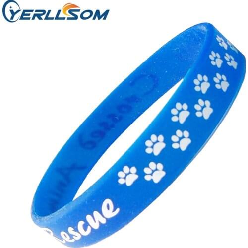 YERLLSOM 100pcs/Lot High Quality Customized Personal paw print silicone bracelet For Gifts P042001