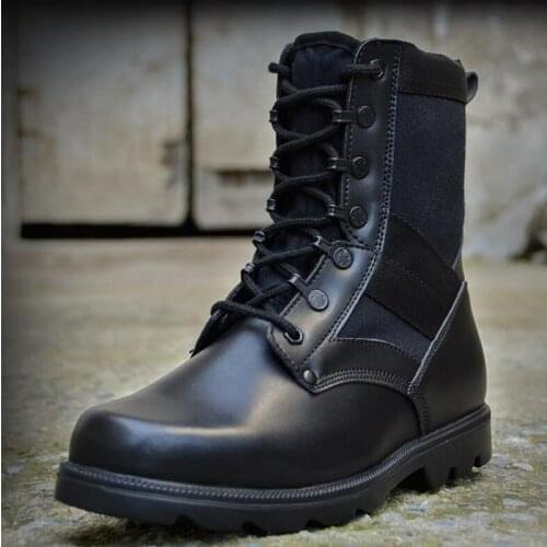 Natural Wool Safety Shoes Steel Toe Canvas + Leather Boots Men Fall Black Work Shoes Lace Up Security Boots Army Military Boots
