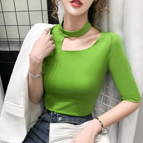 Gkfnmt Korean White Hollow Out Half Sleeve T shirt Women Clothes Cotton Fashion Female T-Shirt Summer Tops Black Tee Shirt 2020