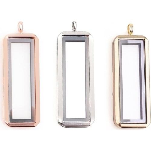 1pc Good Quality Square Glass Locket Magnetic Open Pendant for Necklace