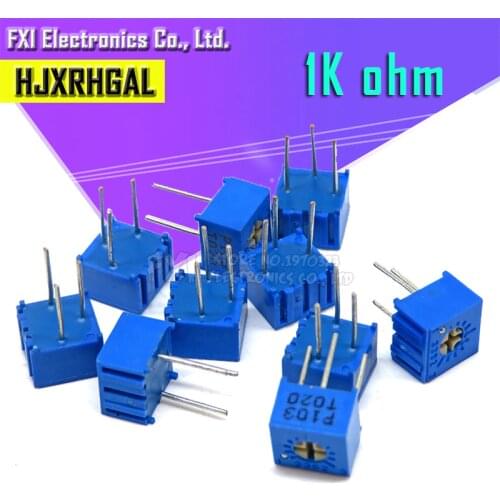 10pcs 3362P-1-102LF 3362P 1K ohm 3362P-1-102 3362P-102 3362P 102 3362 Trimpot Trimmer Potentiometer Variable resistor