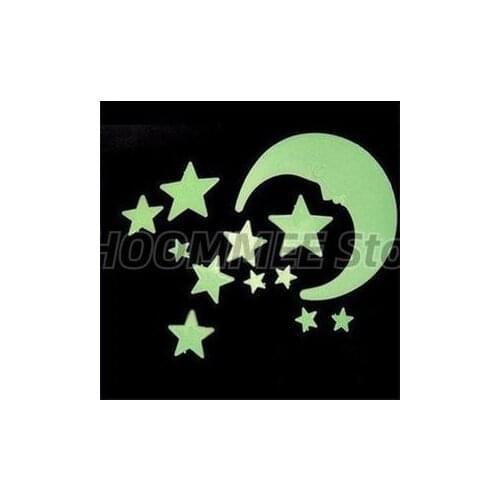 12pcs Amazing Glow in Dark Luminous Cartoon Moon Star Nursery Baby Room Home Decor Wall Stickers for Kids Rooms Decal