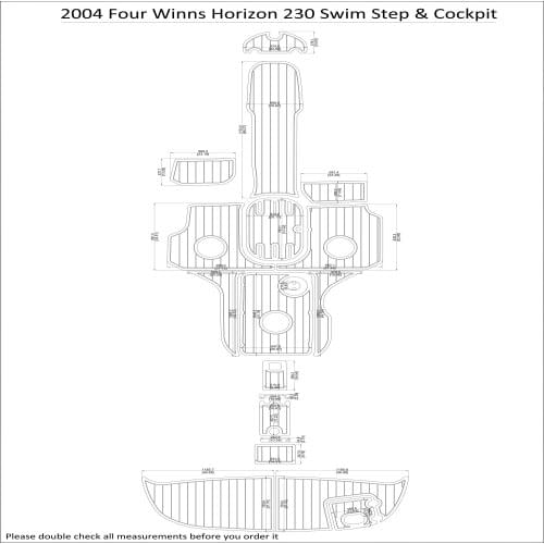 2004 Four Winns Horizon 230 Swim Step & Cockpit Pad Boat EVA Teak Decking 1/4" 6mm
