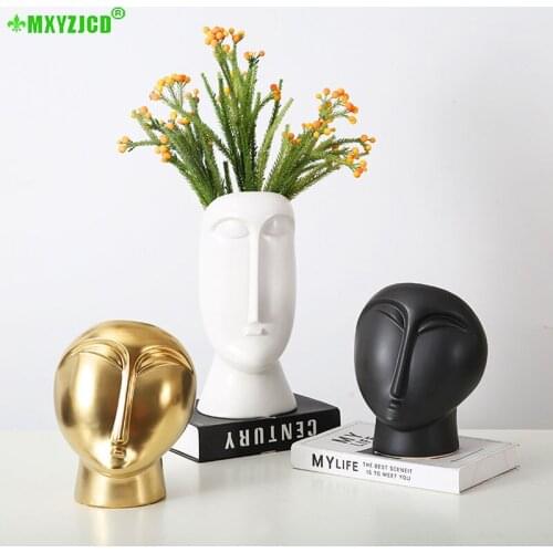 3PCS Nordic Art Washing Face Vase Ceramic Ornaments Dried Flower Living Room Study TV Cabinet Home Soft Decoration Accessories