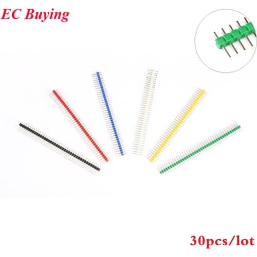 30pcs 40 Pin 1x40 Single Row Male 2.54 Breakable Pin Header Strip Connector Strip 40P Colorful Connector Kit for PCB Board
