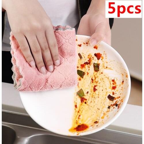 5pcs Kitchen Towels Microfiber Dish Cloth Housework Cleaning Wiping Towel To Degreasing Absorb Water And Does Not Stick To Oil