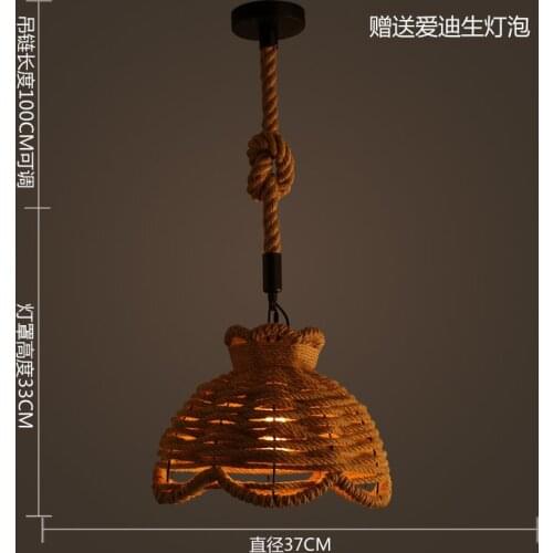 American Country Industrial Hemp Chandelier Retro Personality Garden Restaurant Aisle Iron Art Chandelier luminaire