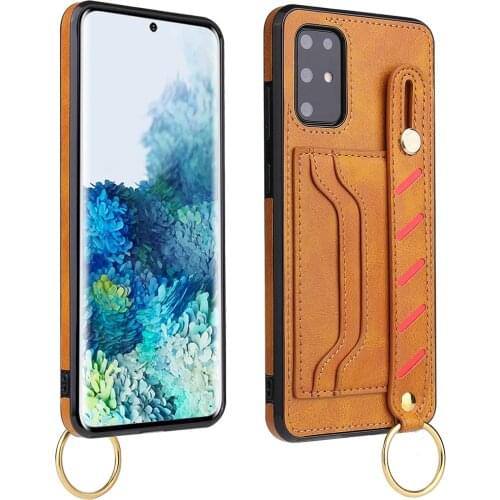 Cover for Samsung S20 S20 Plus Ultra Galaxy Note10 Pro Note20 Luxury PU Leather with Wrist Strap Back Cover Phone Case