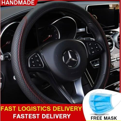 Car Steering Wheel Cover Skidproof Auto Steering- wheel Cover Anti-Slip Universal Embossing Leather Car-styling YS5009