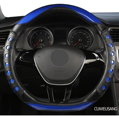 CUWEUSANG Carbon Fiber Leather Car Steering Wheel Cover For LADA Granta Kalina Vesta Niva Xray Priora