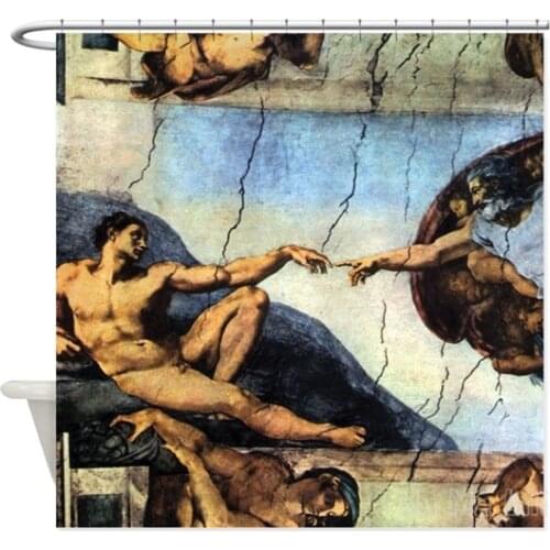 Michelangelo Creation Of Adam Decoration Waterproof Bathroom Partition Curtain Home Accessories