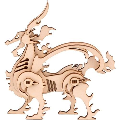 Wooden Puzzle Three-dimensional 3D Model Childrens Educational Toy DIY Manual Building Block Animal Assembly Wooden Ornament