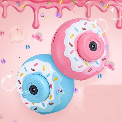 Childrens Electric Donut Camera Bubble Machine Light Music Stall Bubble Blowing Camera Toy