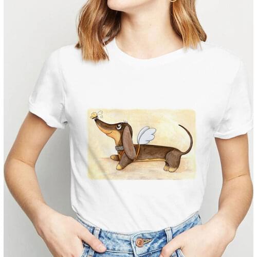 Female T-shirt dachshund kawaii streetwear tees Women T-Shirt Fashion dog graphic T Shirts Short Sleeve Harajuku ropa mujer