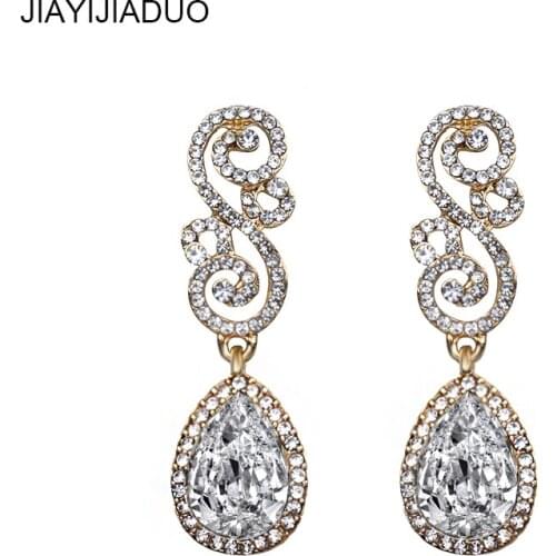 Jiayijiaudo Wedding Jewelry Earrings Glamour Girls Wedding Dress Accessories Gift Crystal Long Earrings dropshipping