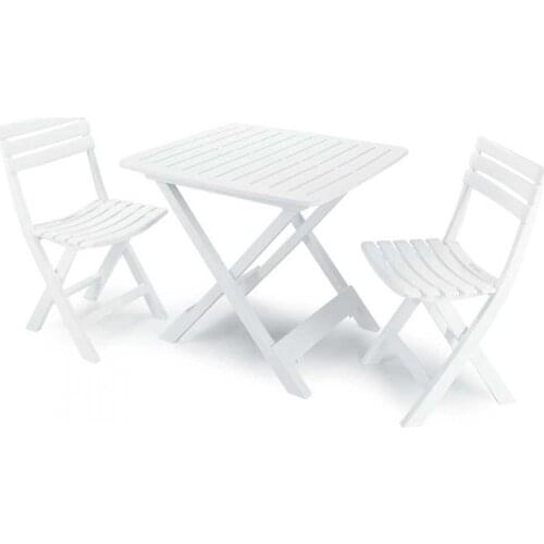 Set of 2 Chairs folding Terrace and white Camping table Progarden