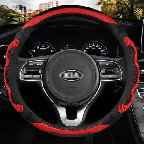 Microfiber Leather Car Steering Wheel Cover for Kia Rio 2 3 4 X Line Kombi Sedan Auto Accessories Interior