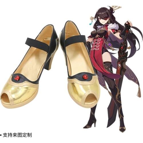Hot Game Genshin Impact Beidou Cosplay Shoes High Boots Lolita Shoes for Halloween Carnival Party Events cosplay performance