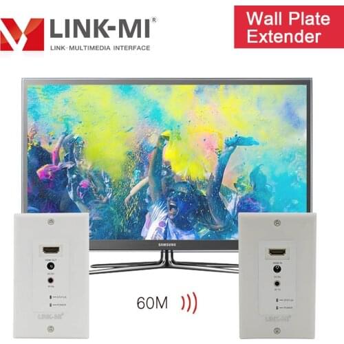 LINK-MI 60m HDMI Wall Plate Extender 3D IR Over Single Cat5e/6 Cable LAN RJ45 UTP 1080P