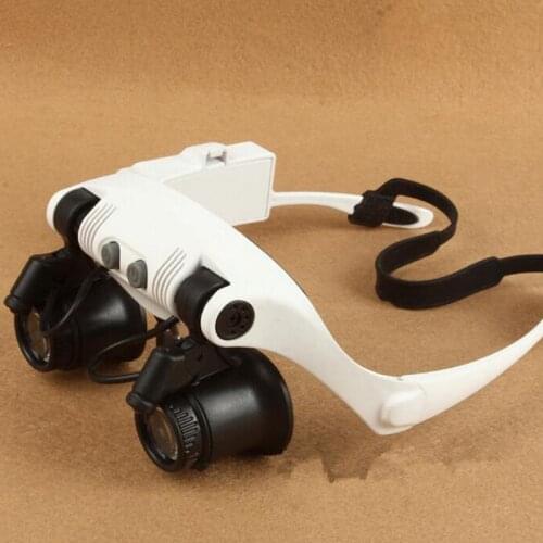 10X 15X 20X 25X Head Magnifiers with Replaceable Lens Spectacle Jewelry Loupe LED Magnifying Glass Illuminated Repair Magnifier