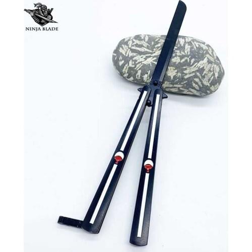 Uchiha Sasuke Balisong Model Uchiha Clan Insignia Uchiha Family Logo Blunt Blade Collection Butterfly Knife Metal Replica