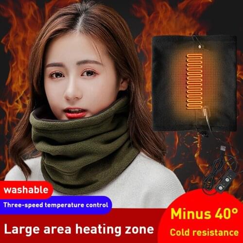 Usb Heating Bib Cap Outdoor Heating In Winter To Keep Warm Riding Collar Solid Color Knitted Wool Plus Cashmere Electric Heated