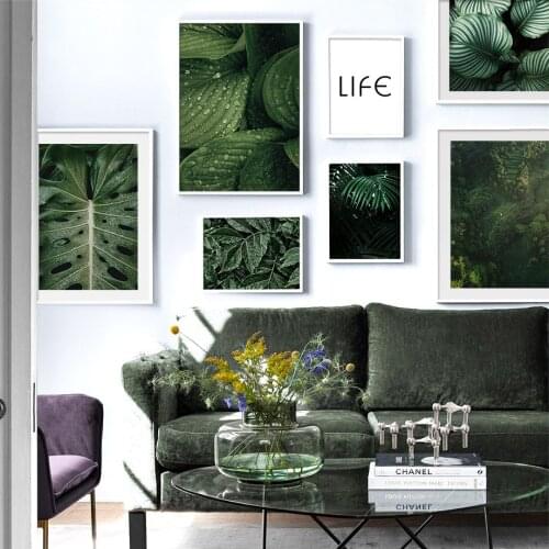 Green Leaf Terraced Field Monstera Wall Art Canvas Painting Nordic Posters And Prints Plants Wall Pictures For Living Room Decor