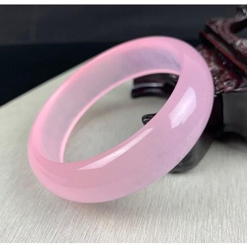 Genuine Natural Pink Jade Bangle Bracelet Fashion Charm Jewellery Accessories Hand-Carved Amulet Gifts for Women Men