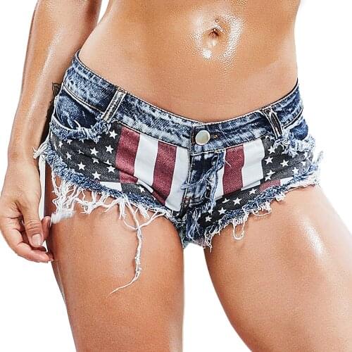 New European and American summer and autumn denim shorts hot Shorts nightclub womens sexy high waist jeans