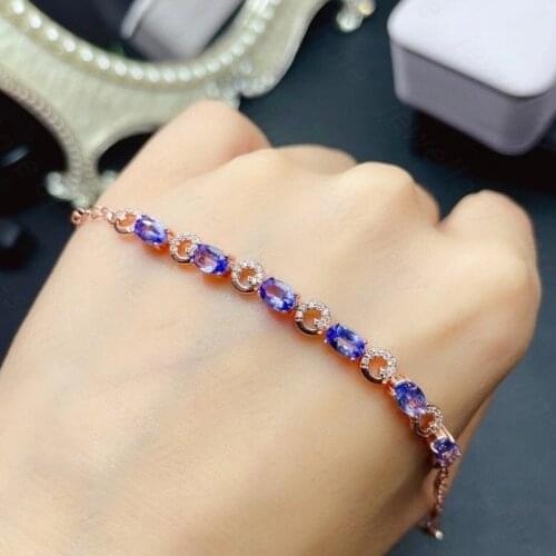 Ladies new natural tanzanite bracelet 925 silver bracelet simple atmosphere fashion trend