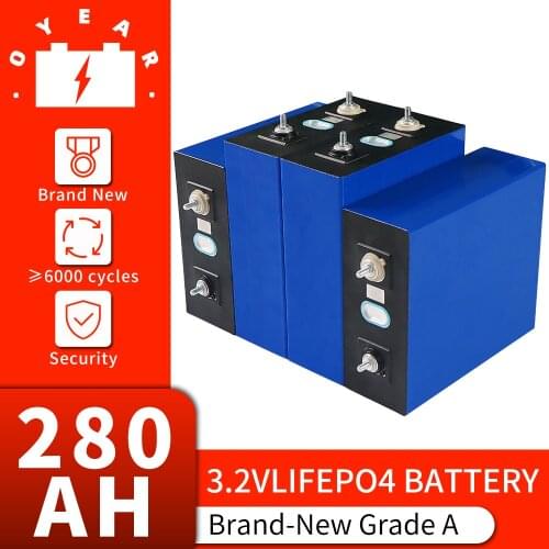 New 3.2V Lifepo4 280Ah Recargable Battery Pack Grade A Lithium Iron Phosphate Prismatic 48V 290AH Solar Cells EU US TAX FREE