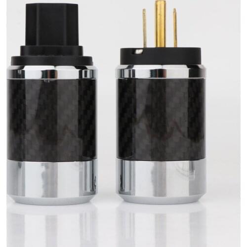 Preffair BCF4-G Black Carbon Fiber Gold Plated With gasket US Power Plug IEC Connector Female male Plug HIFI DIY Mains Power C