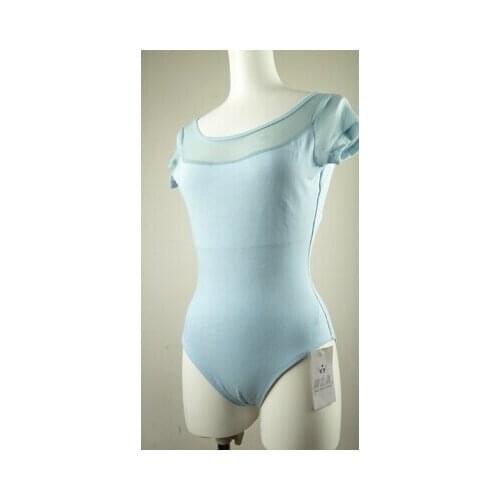 Professional adult ballet dress net chicken feather sleeve one-piece dress practice body wear blue sky