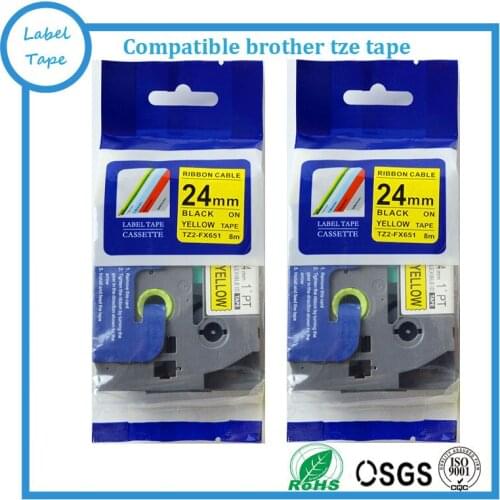Ptouch TZe flexible ID tape TZ-fx651 tz fx651 tze fx651 Black on Yellow 24mm TZ cassette tape